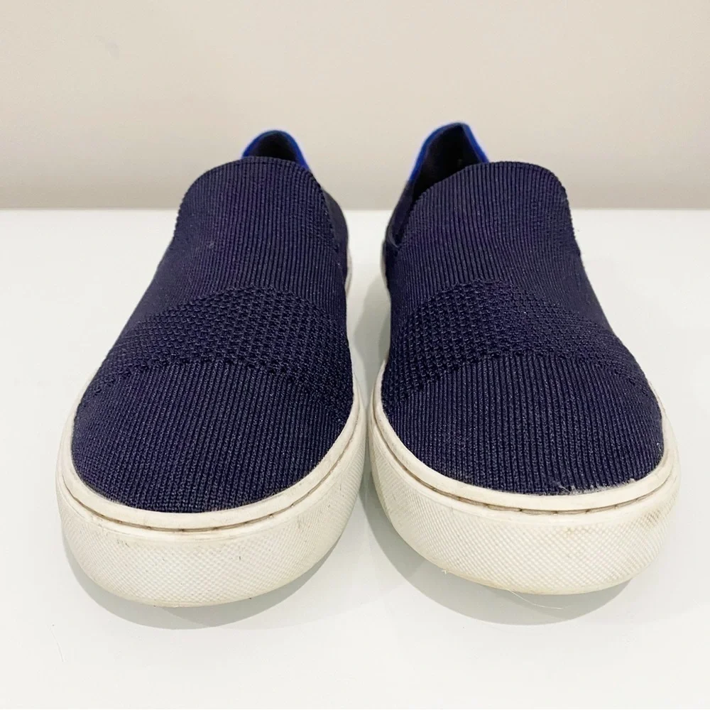 ROTHY’S Maritime Lattice Stitch Sneaker Slip On Navy Blue Comfort Size 10